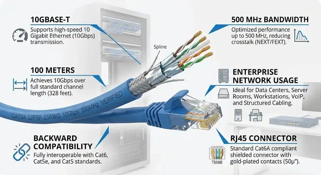 Cat6A cable overview with 10G, 100 m, and 500 MHz Cat6A cable overview with 10G, 100 m, and 500 MHz