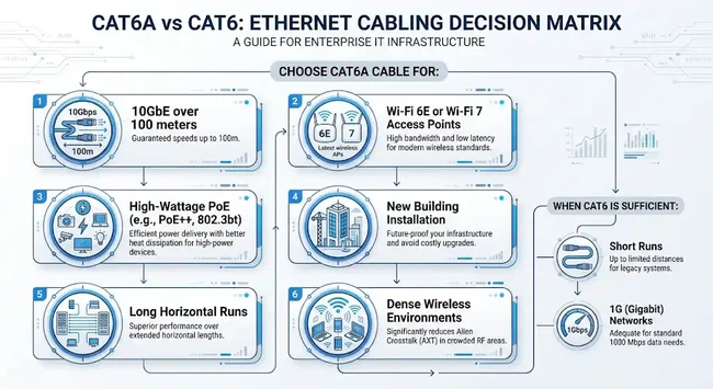 Decision guide for choosing Cat6A or Cat6 Decision guide for choosing Cat6A or Cat6